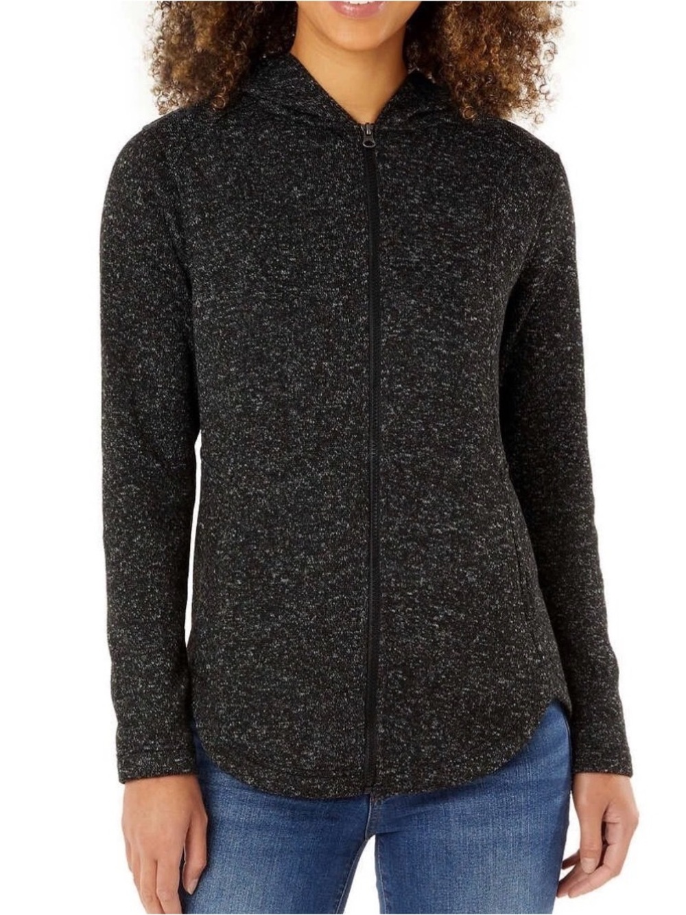 Eddie Bauer Black Grey Heather Full-Zip Hooded Jacket